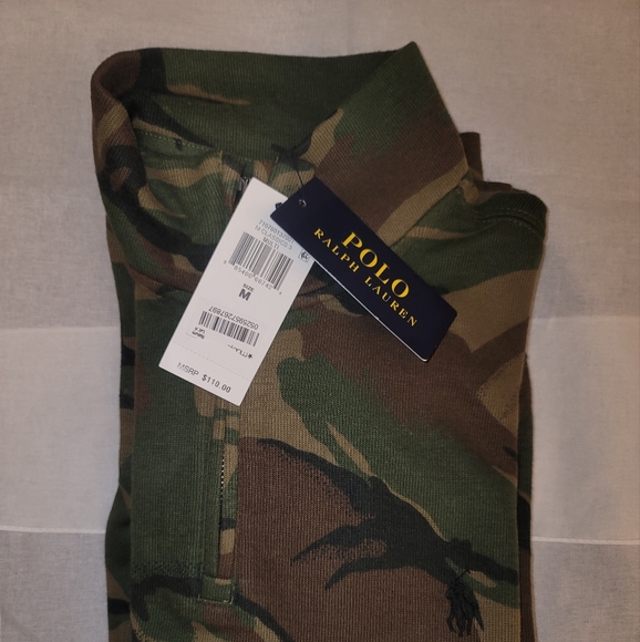 Polo Ralph Lauren Sweater Army Green Camo Camouflage 1/4 Zip - Picture 5 of 10